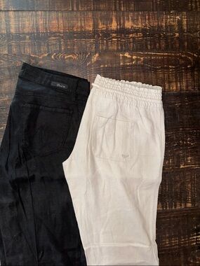 Level 99 Wide Leg Pants in Black and Cream Roxy Draw String Wide Leg Pant